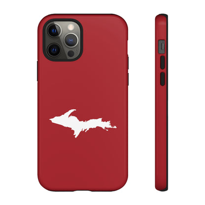 Michigan Upper Peninsula Tough Phone Case (Thimbleberry Red w/ UP Outline) | Apple iPhone