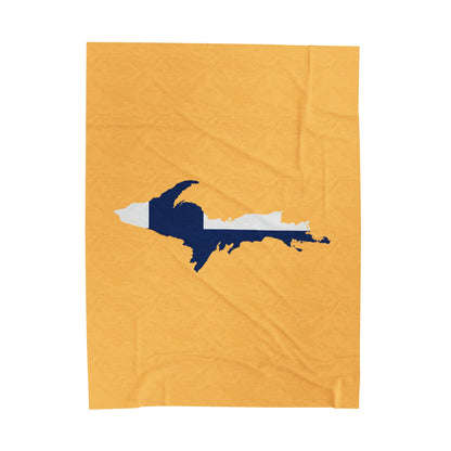 Michigan Upper Peninsula Plush Blanket (w/ UP Finland Flag Outline) | Citrine