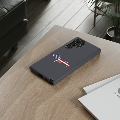 Michigan Upper Peninsula Tough Phone Case (Iron Ore Grey w/ UP USA Flag Outline) | Samsung & Pixel Android