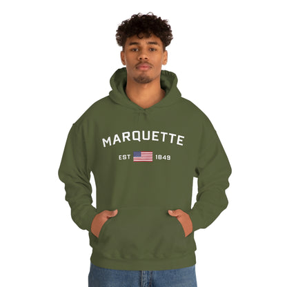 'Marquette EST 1849' Hoodie (w/USA Flag Outline) | Unisex Standard