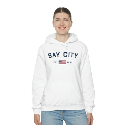 'Bay City EST 1837' Hoodie (w/USA Flag Outline) | Unisex Standard