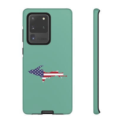 Michigan Upper Peninsula Tough Phone Case ('64 Metallic Mint Green w/ UP USA Flag Outline) | Samsung & Pixel Android