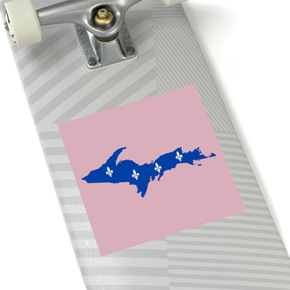 Michigan Upper Peninsula Square Sticker (Pink w/ UP Quebec Flag Outline) | Indoor/Outdoor