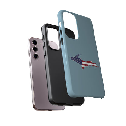 Michigan Upper Peninsula Tough Phone Case (Opal Blue w/ UP USA Flag Outline) | Samsung & Pixel Android