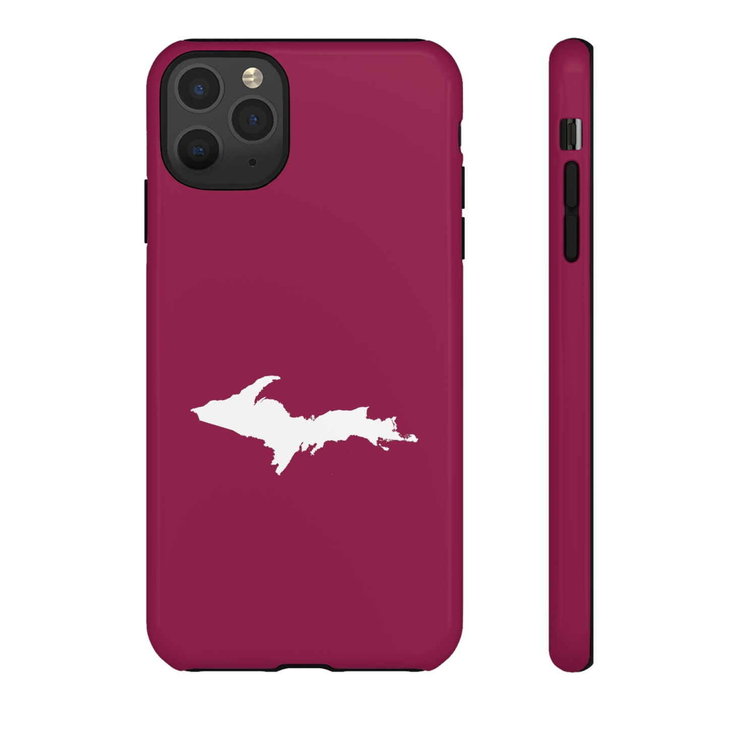 Michigan Upper Peninsula Tough Phone Case (Ruby Red w/ UP Outline) | Apple iPhone