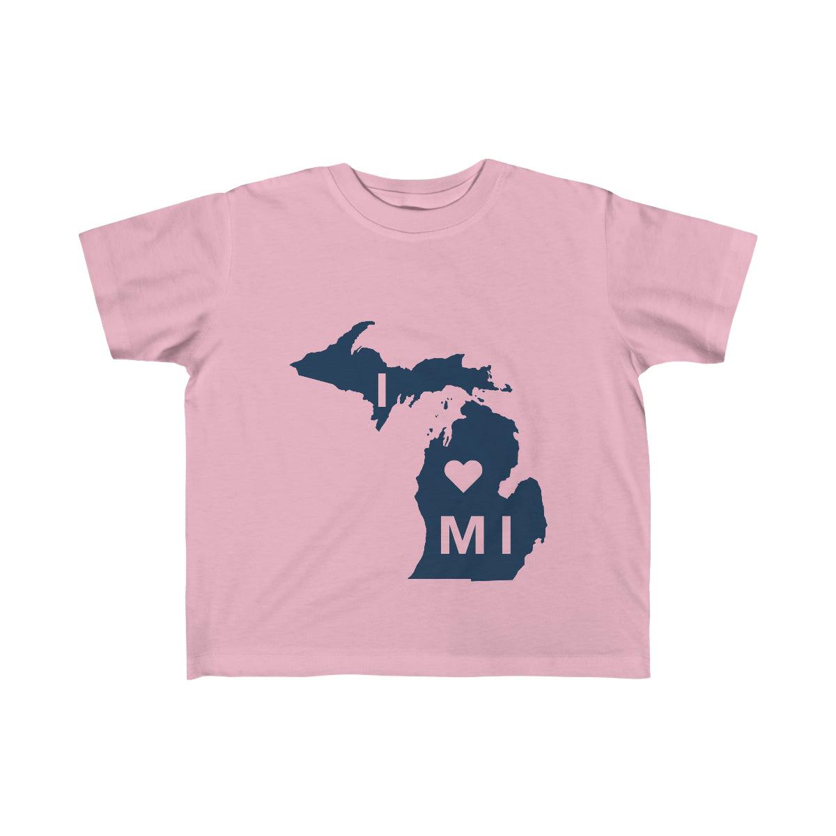 'I ♡ MI' T-Shirt  (w/ Michigan Outline) | Toddler Short Sleeve - Circumspice Michigan