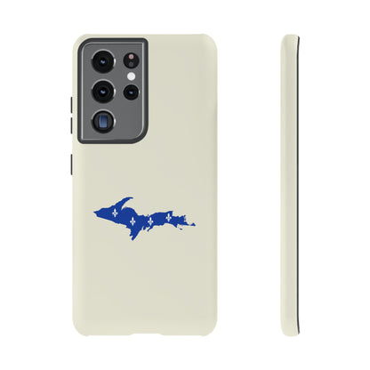 Michigan Upper Peninsula Tough Phone Case (Ivory Color w/ UP Quebec Flag Outline) | Samsung & Pixel Android