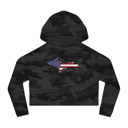 Michigan Upper Peninsula Hoodie (w/ UP USA Flag Outline) | Lightweight Cropped