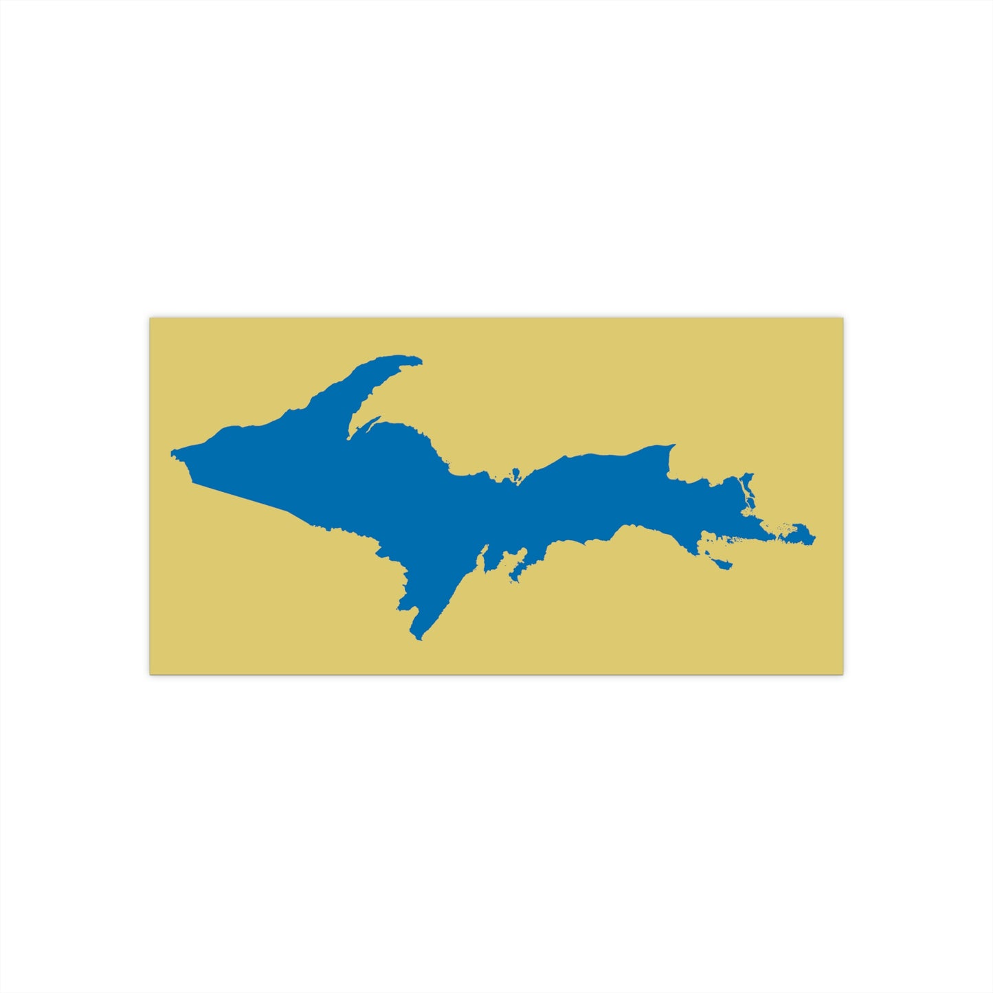 Michigan Upper Peninsula Bumper Sticker (w/ Azure UP Outline) | Plum Yellow Background