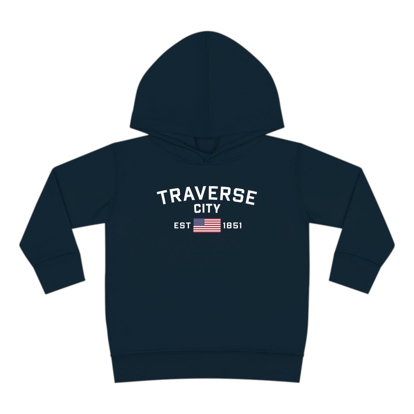 'Traverse City EST 1851' Hoodie (w/USA Flag Outline) | Unisex Toddler