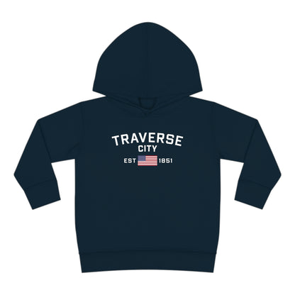 'Traverse City EST 1851' Hoodie (w/USA Flag Outline) | Unisex Toddler