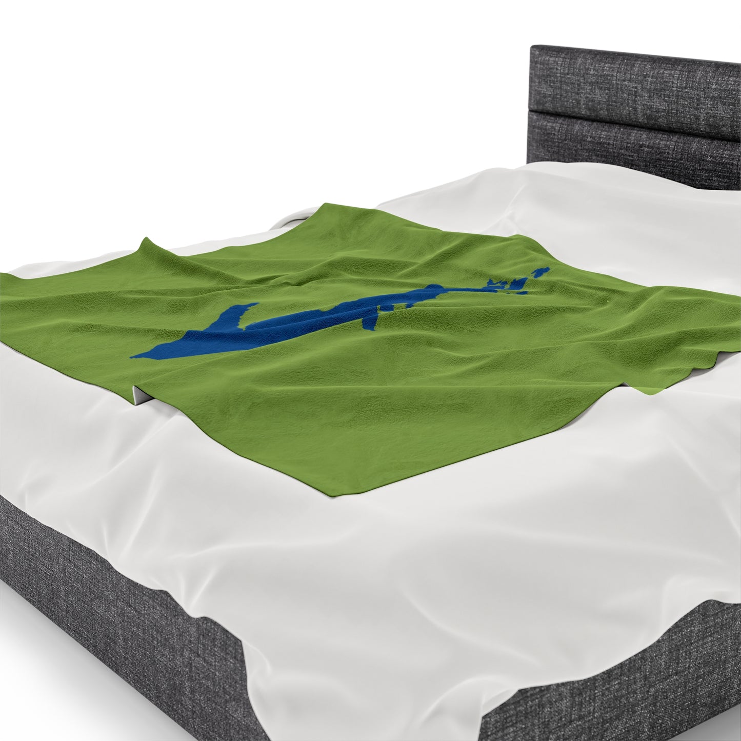 Michigan Upper Peninsula Plush Blanket (w/ Azure UP Outline) | Gooseberry Green