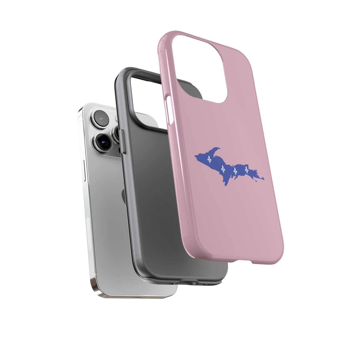 Michigan Upper Peninsula Tough Phone Case (Pink w/ UP Quebec Flag Outline) | Apple iPhone