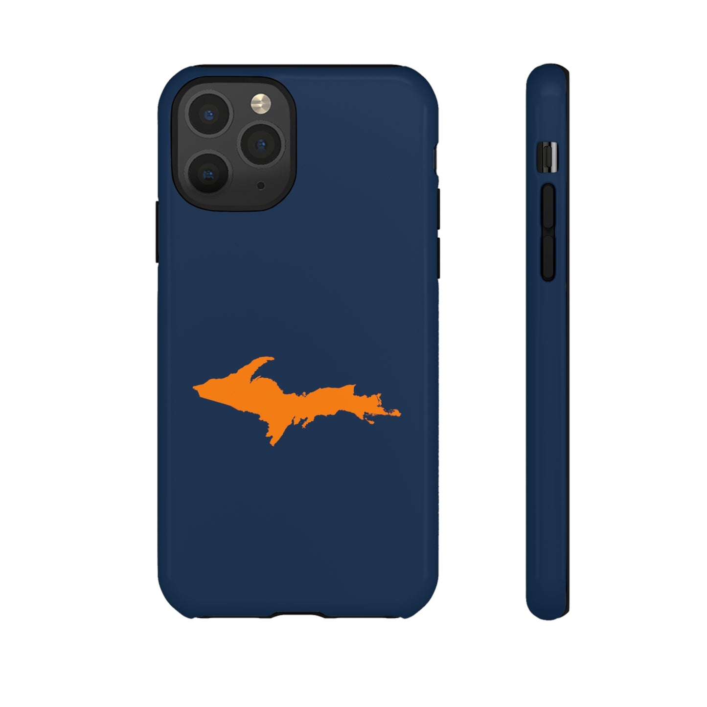 Michigan Upper Peninsula Tough Phone Case (Navy w/ Orange UP Outline) | Apple iPhone