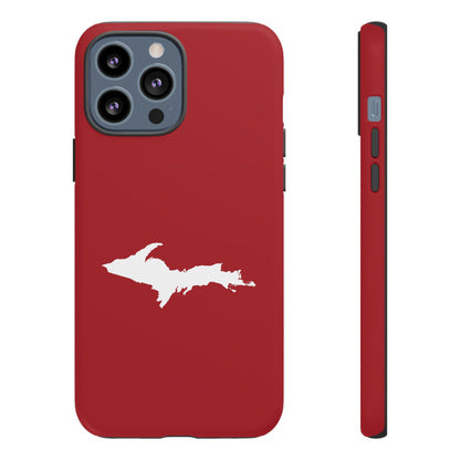 Michigan Upper Peninsula Tough Phone Case (Thimbleberry Red w/ UP Outline) | Apple iPhone