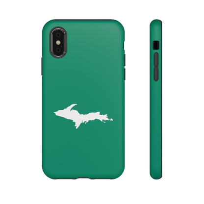 Michigan Upper Peninsula Tough Phone Case (Emerald Green w/ UP Outline) | Apple iPhone