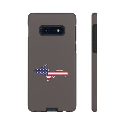 Michigan Upper Peninsula Tough Phone Case (Warren Tank Grey w/ UP USA Flag Outline) | Samsung & Pixel Android