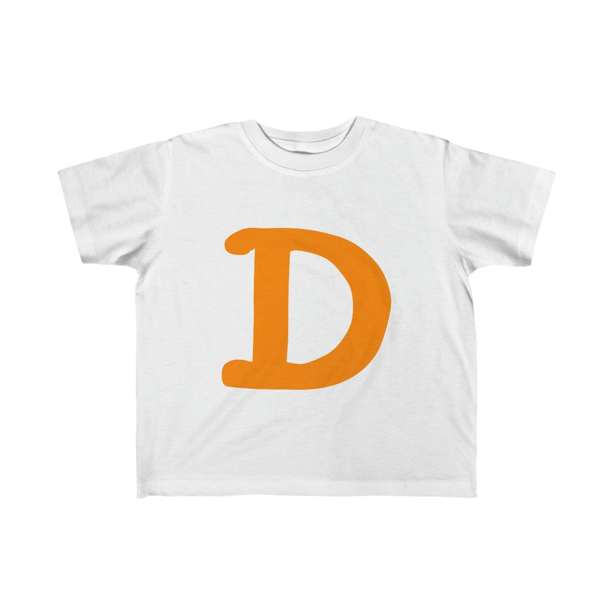 Detroit 'Old French D' T-Shirt  (Orange Full Body Outline) | Toddler Short Sleeve - Circumspice Michigan