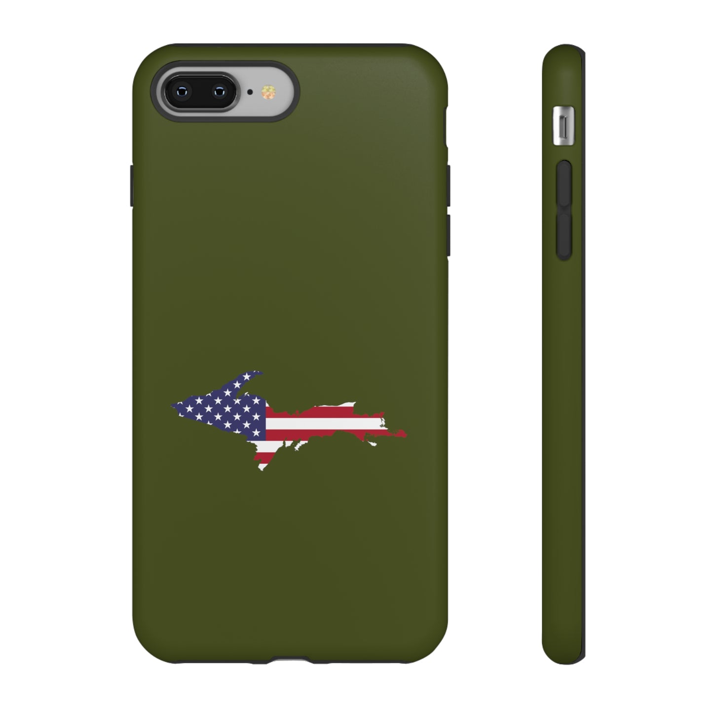 Michigan Upper Peninsula Tough Phone Case (Army Green w/ UP USA Outline) | Apple iPhone