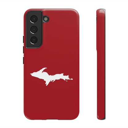 Michigan Upper Peninsula Tough Phone Case (Thimbleberry Red w/ UP Outline) | Samsung & Pixel Android