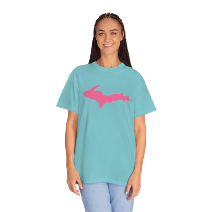 Michigan Upper Peninsula T-Shirt (w/ Pink UP Outline) | Unisex Garment-Dyed