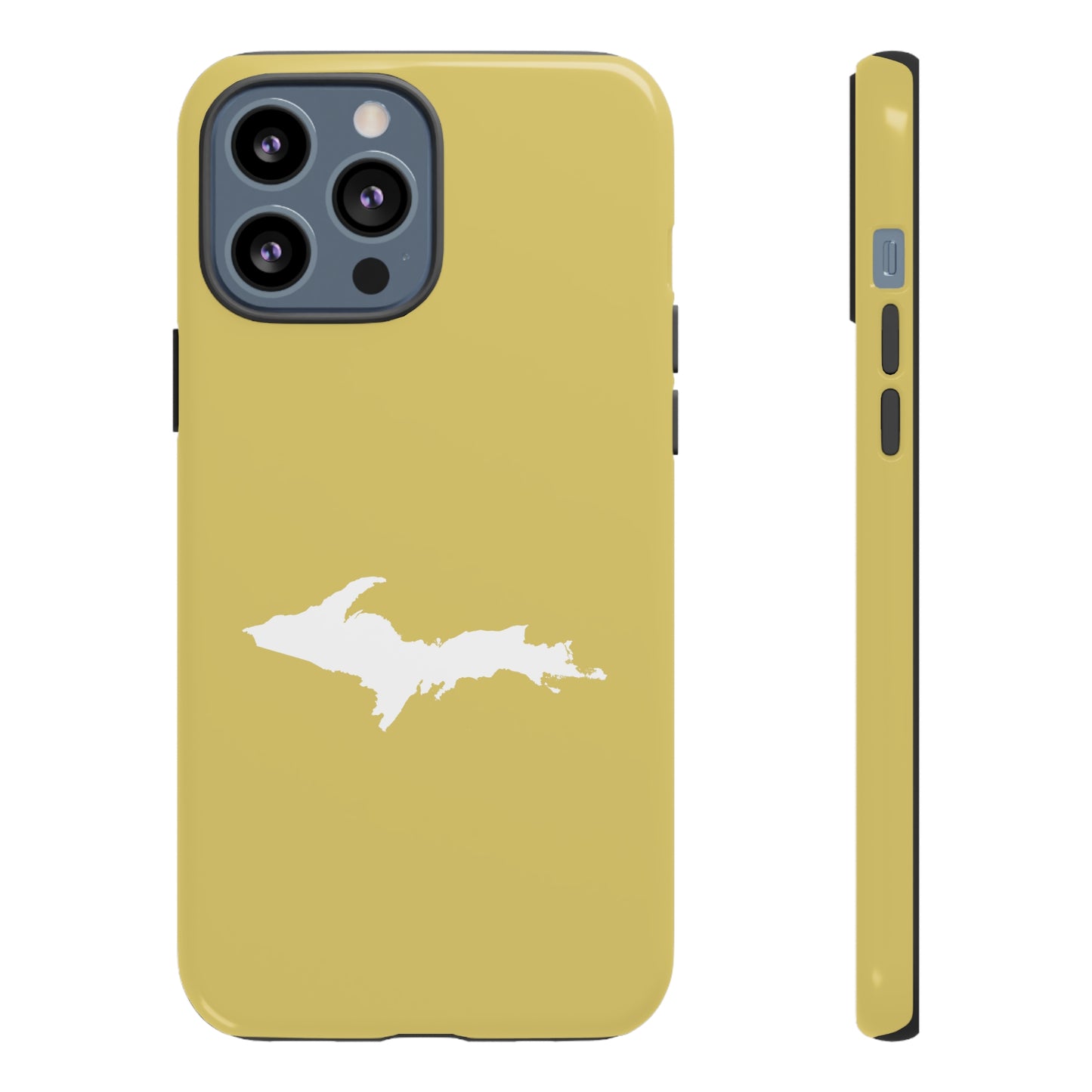 Michigan Upper Peninsula Tough Phone Case (Plum Yellow w/ UP Outline) | Apple iPhone