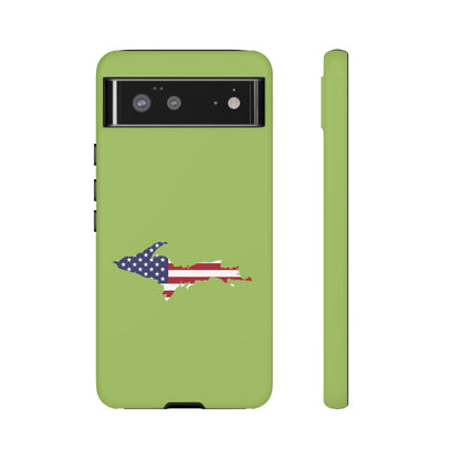 Michigan Upper Peninsula Tough Phone Case (Gooseberry Green w/ UP USA Flag Outline) | Samsung & Pixel Android