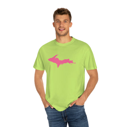 Michigan Upper Peninsula T-Shirt (w/ Pink UP Outline) | Unisex Garment-Dyed