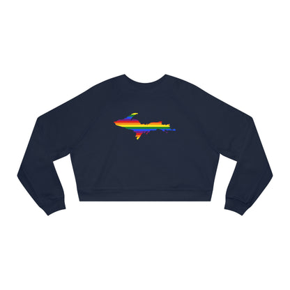 Michigan Upper Peninsula Sweatshirt (w/ UP Pride Flag Outline) | Cropped Mid-Length