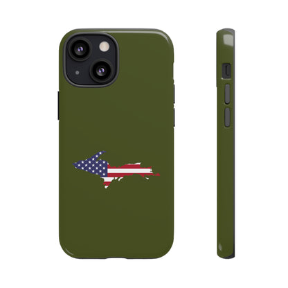 Michigan Upper Peninsula Tough Phone Case (Army Green w/ UP USA Outline) | Apple iPhone