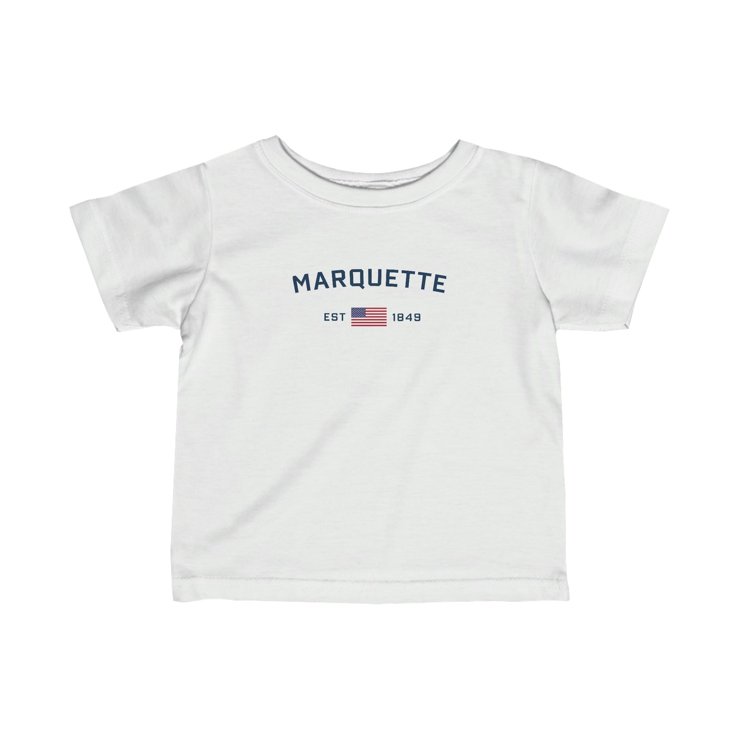 'Marquette EST 1849' T-Shirt (w/USA Flag Outline) |  Infant Short Sleeve