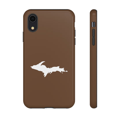 Michigan Upper Peninsula Tough Phone Case (Coffee Color w/ UP Outline) | Apple iPhone