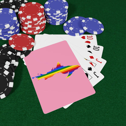 Michigan Upper Peninsula Poker Cards ('67 Caddie Pink w/ UP Pride Flag Outline)