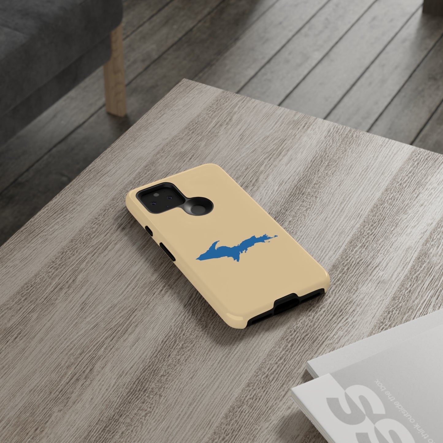 Michigan Upper Peninsula Tough Phone Case (Maple Color w/ Azure UP Outline) | Samsung & Pixel Android