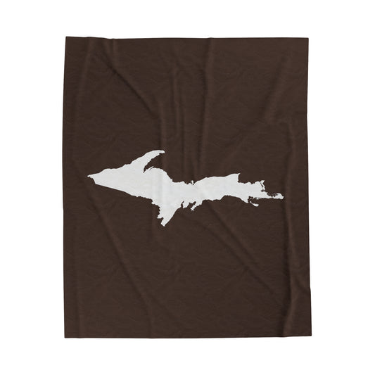 Michigan Upper Peninsula Plush Blanket (w/ UP Outline) | Hickory Color