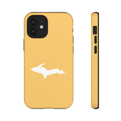 Michigan Upper Peninsula Tough Phone Case (Citrine Color w/ UP Outline) | Apple iPhone