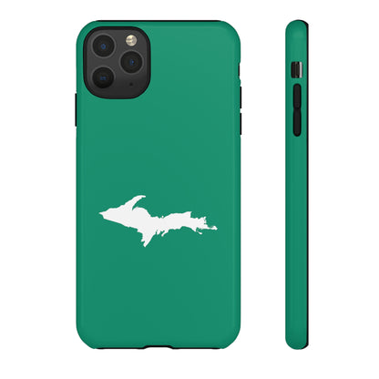 Michigan Upper Peninsula Tough Phone Case (Emerald Green w/ UP Outline) | Apple iPhone