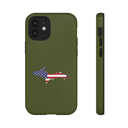 Michigan Upper Peninsula Tough Phone Case (Army Green w/ UP USA Outline) | Apple iPhone