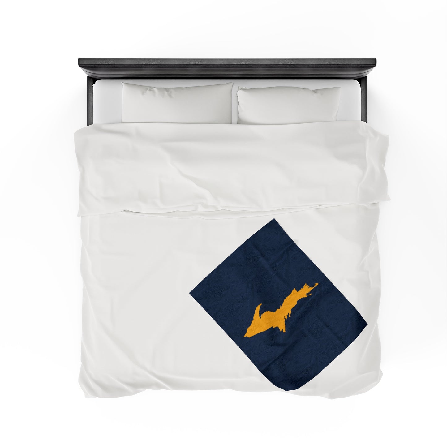 Michigan Upper Peninsula Plush Blanket (w/ Gold UP Outline) | Navy