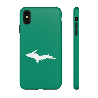 Michigan Upper Peninsula Tough Phone Case (Emerald Green w/ UP Outline) | Apple iPhone