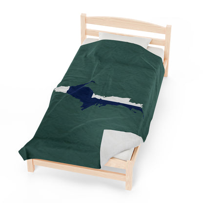 Michigan Upper Peninsula Plush Blanket (w/ UP Finland Flag Outline) | Copper Green