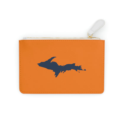 Michigan Upper Peninsula Mini Clutch Bag (Orange w/ Navy UP Outline)