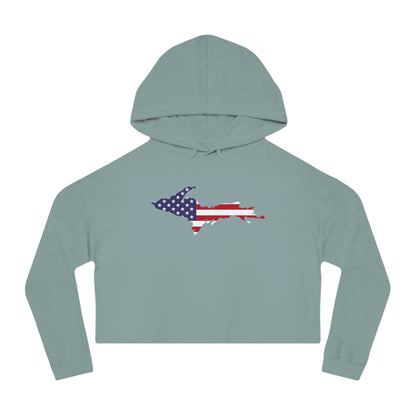 Michigan Upper Peninsula Hoodie (w/ UP USA Flag Outline) | Lightweight Cropped