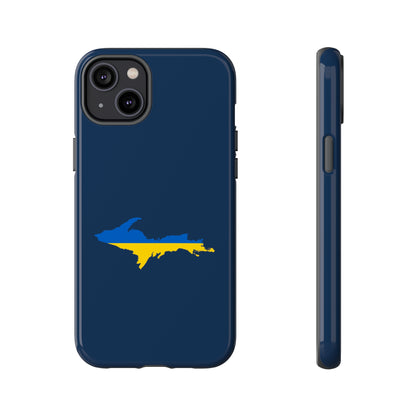 Michigan Upper Peninsula Tough Phone Case (Navy w/ UP Ukraine Flag Outline) | Apple iPhone