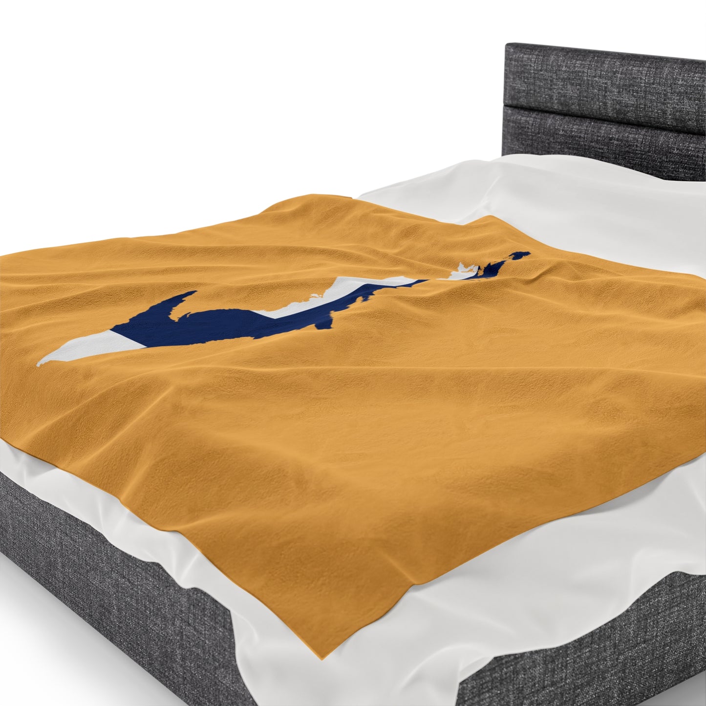 Michigan Upper Peninsula Plush Blanket (w/ UP Finland Flag Outline) | Citrine