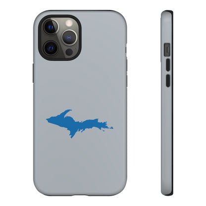 Michigan Upper Peninsula Tough Phone Case (Silver w/ Azure UP Outline) | Apple iPhone