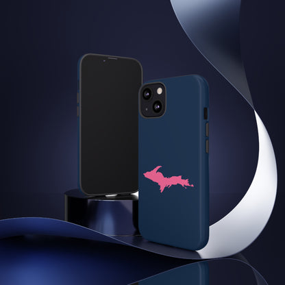 Michigan Upper Peninsula Tough Phone Case (Navy w/ Pink UP Outline) | Apple iPhone