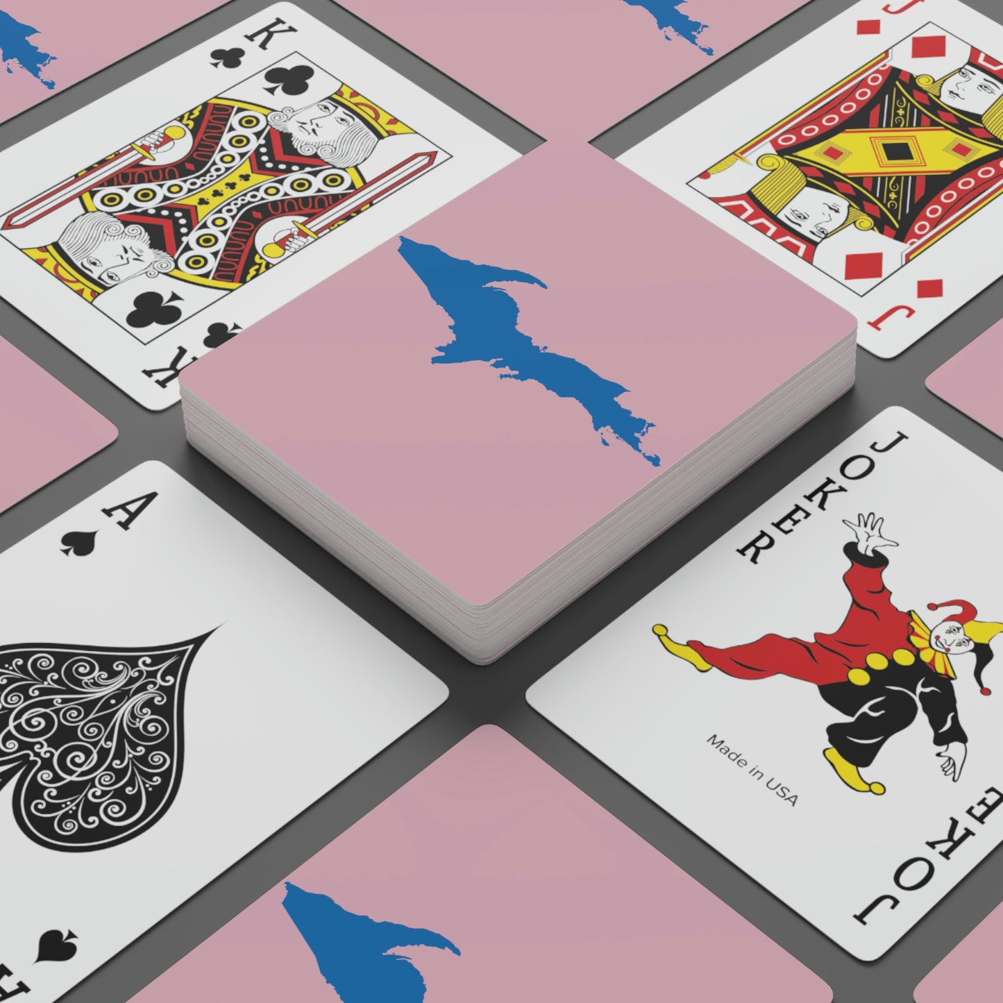 Michigan Upper Peninsula Poker Cards (Pink w/ Azure UP Outline)