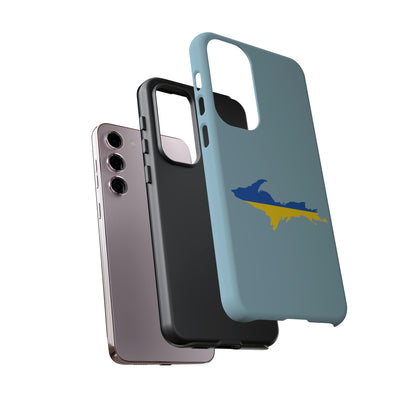 Michigan Upper Peninsula Tough Phone Case (Opal Blue w/ UP Ukraine Flag Outline) | Samsung & Pixel Android