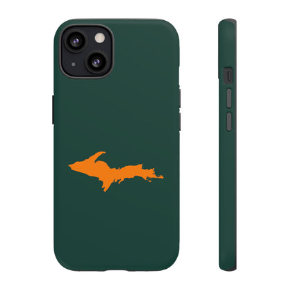 Michigan Upper Peninsula Tough Phone Case (Green w/ Orange UP Outline) | Apple iPhone